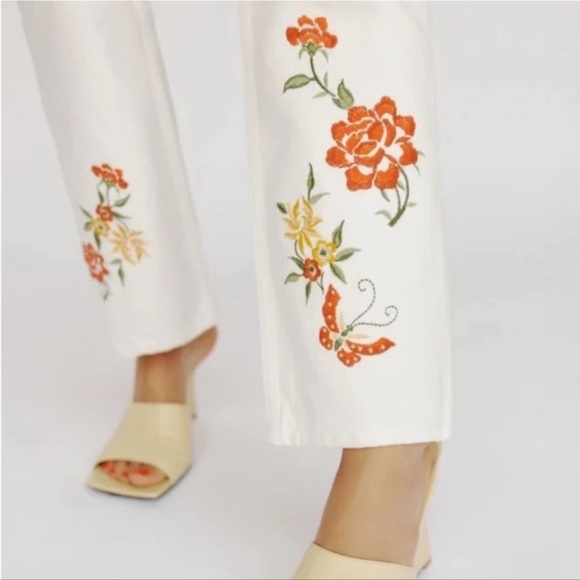 Reformation Cynthia Floral Jeans Embroidered Straight Leg Jeans Size 30 NWT - Picture 3 of 9